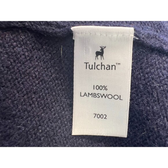 Tulchan 100% Lambswool Navy Embroidered Fall Cardigan Sweater Women's Medium - Picture 6 of 7